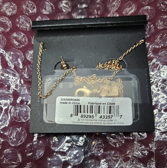 Coach Open Circle Necklace & Tea Rose Stud Earrings Set - Picture 10 of 15